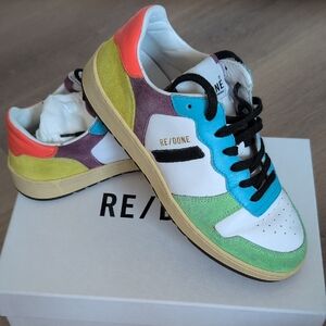 Re/Done Multicolor Suede & Leather Basketball Sneakers